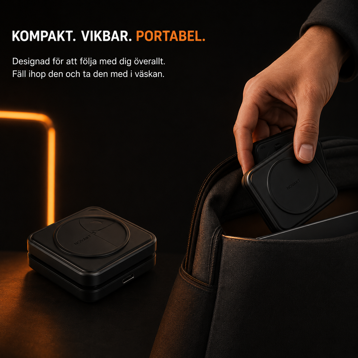 NOVAKT® Charge Pro – Magnetisk 3-i-1 Qi2-Laddningsstation